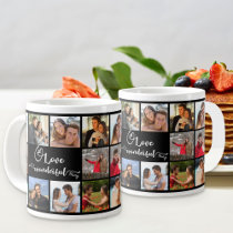 Love Quote 20 Square Photo Collage Black Giant Coffee Mug