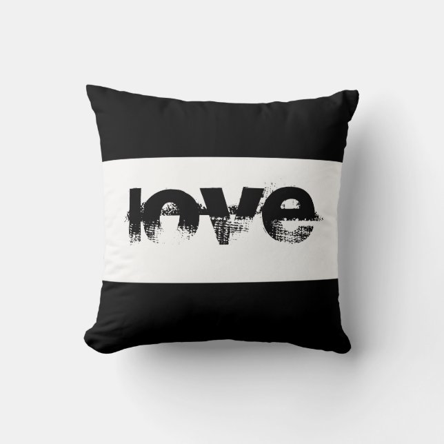 love quote bold text black and white modern style throw pillow (Front)