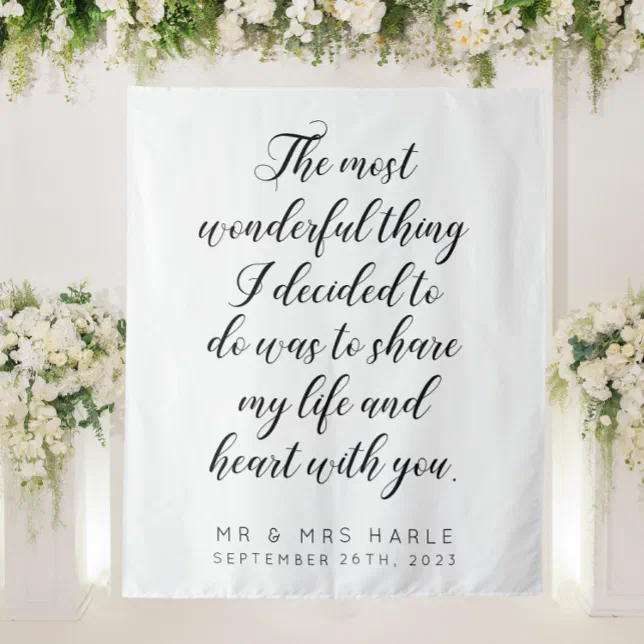 Love Quote Calligraphy Style Wedding Backdrop | Zazzle