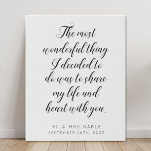Love Quote Calligraphy Style Wedding Faux Canvas Print