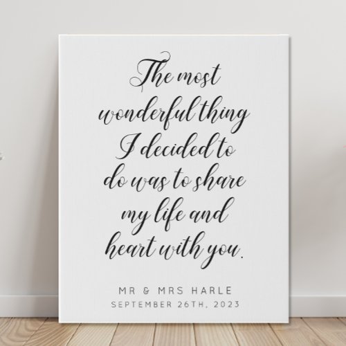 Love Quote Calligraphy Style Wedding Faux Canvas Print