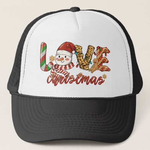 Love Quote Christmas SnowMan Trucker Hat
