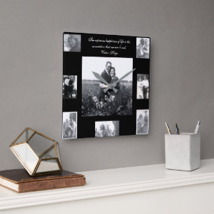 Love Quote Eight Photo Frame Center Photo Square Wall Clock
