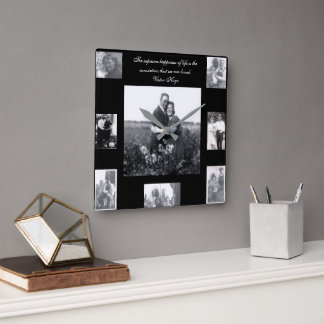 Love Quote Eight Photo Frame Center Photo Square Wall Clock