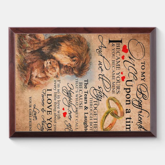 Love Quote For Boyfriend, Boyfriend Birthday Gift Award Plaque (Horizontal)