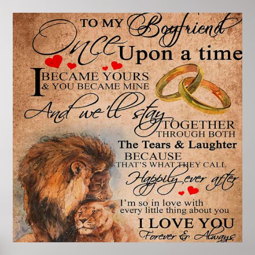 Love Quote For Boyfriend Boyfriend Birthday Gift Poster