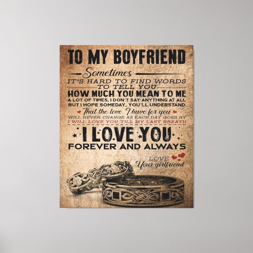 Love Quote For Boyfriend  Cute Boyfriend Gift Canvas Print