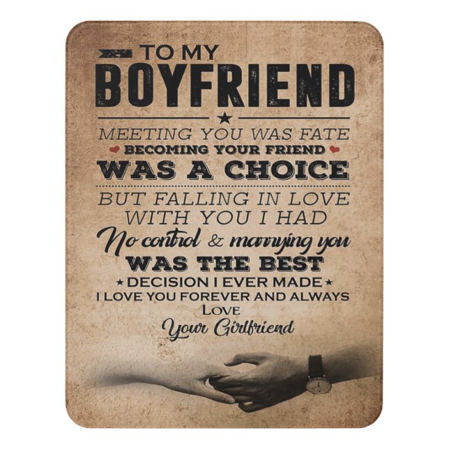 Love Quote For Boyfriend | Cute Boyfriend Gift Door Sign (Contemporary Vert)