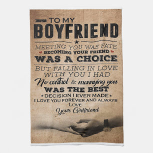 Love Quote For Boyfriend   Cute Boyfriend Gift Kitchen Towel