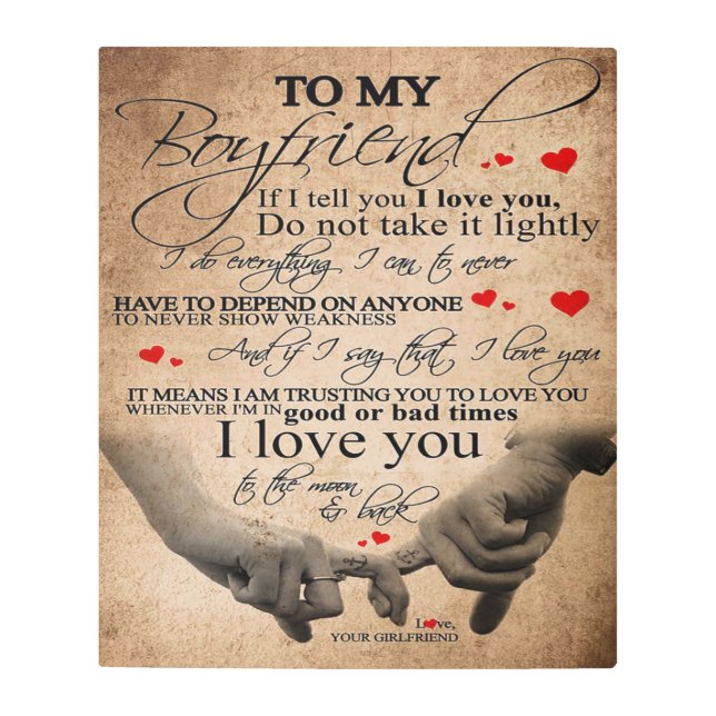 Love Quote For Boyfriend | Cute Boyfriend Gift Metal Print (Front)
