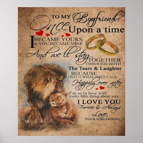 Love Quote For Boyfriend  Cute Boyfriend Gift Poster