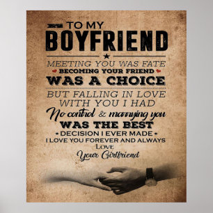 Love Quote For Boyfriend Cute Boyfriend Gift Poster