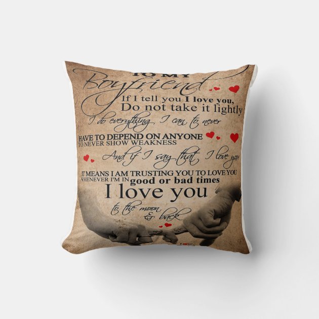 Love Quote For Boyfriend Cute Home Decor Throw Pillow Zazzle