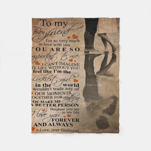 Love Quote For Boyfriend | Funny gift for him Fleece Blanket (Front)