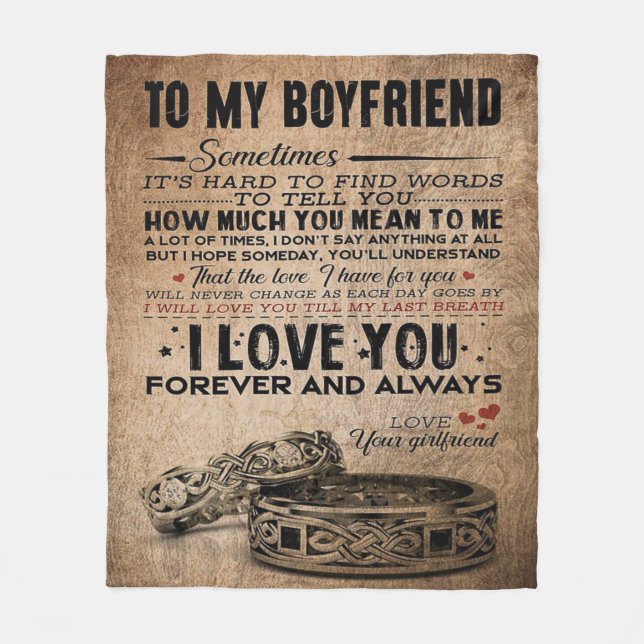 Love Quote For Boyfriend | Funny Quotes Present Fleece Blanket (Front)