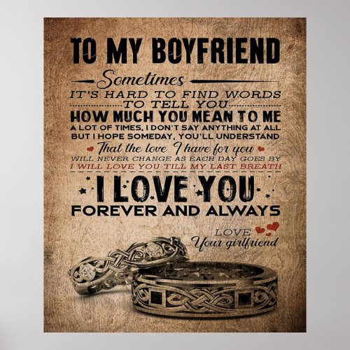 Love Quote For Boyfriend  Funny Quotes Present Poster