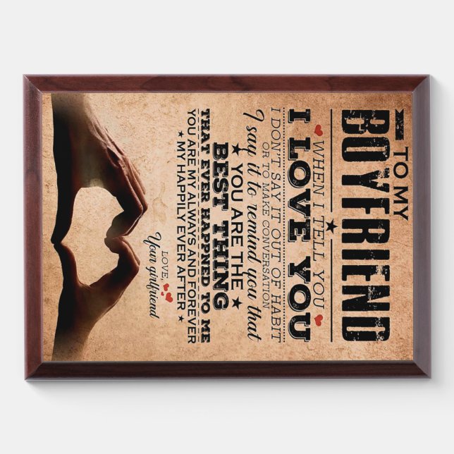 Love Quote For Boyfriend, Husband Love Birthday Award Plaque (Horizontal)