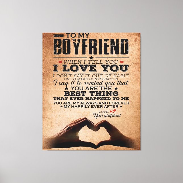 Love Quote For Boyfriend, Husband Love Birthday Canvas Print (Front)