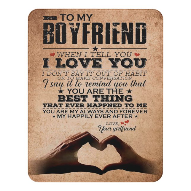 Love Quote For Boyfriend, Husband Love Birthday Door Sign (Contemporary Vert)