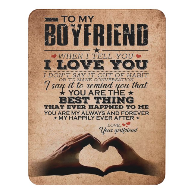 Love Quote For Boyfriend, Husband Love Birthday Door Sign (Contemporary Vert)