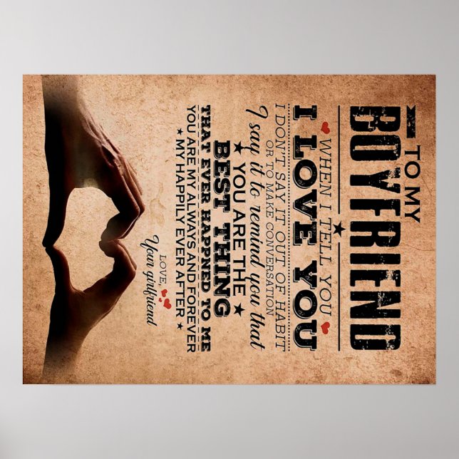 Love Quote For Boyfriend, Husband Love Birthday Poster (Front)
