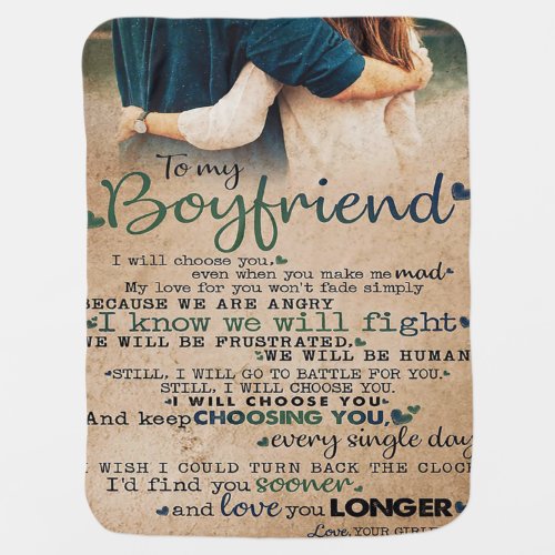 Love Quote For Boyfriend  Trendy Gift Baby Blanket
