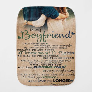 Love Quote For Boyfriend Trendy Gift Baby Burp Cloth