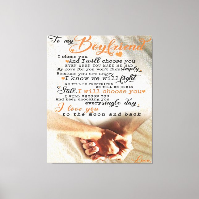 Love Quote For Boyfriend | Trendy Gift Canvas Print (Front)