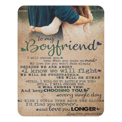 Love Quote For Boyfriend  Trendy Gift Door Sign