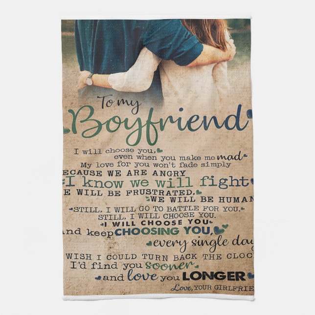 Love Quote For Boyfriend | Trendy Gift Kitchen Towel (Vertical)