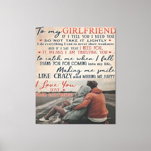 Love Quote For Girlfriend  Best Gift For Wife Canvas Print