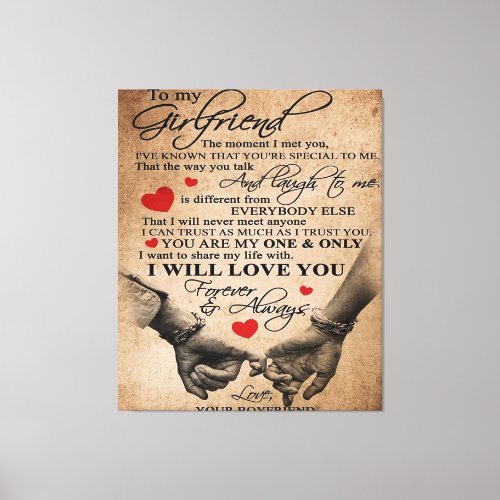 Love Quote For Girlfriend  Best Gift For Wife Canvas Print