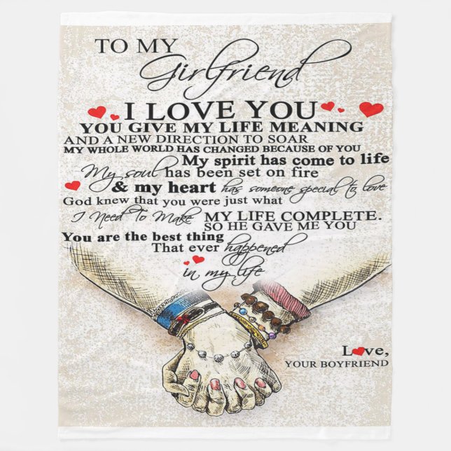 Love Quote For Girlfriend | Best Gift For Wife Fleece Blanket (Front)