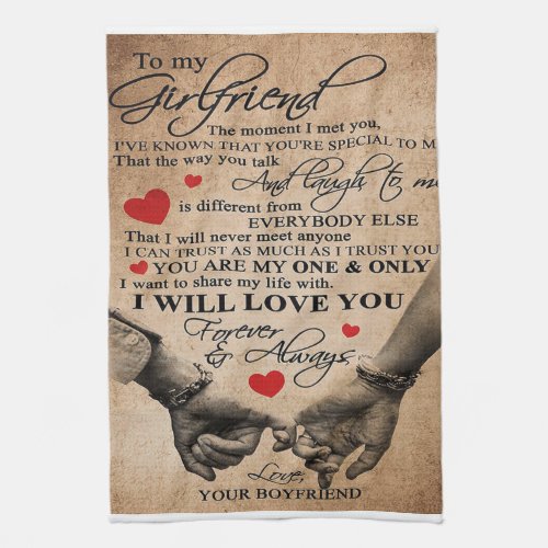 Love Quote For Girlfriend  Best Gift For Wife Kitchen Towel