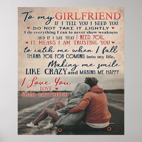 Love Quote For Girlfriend  Best Gift For Wife Poster