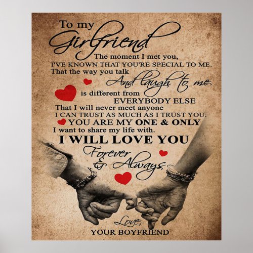 Love Quote For Girlfriend  Best Gift For Wife Poster