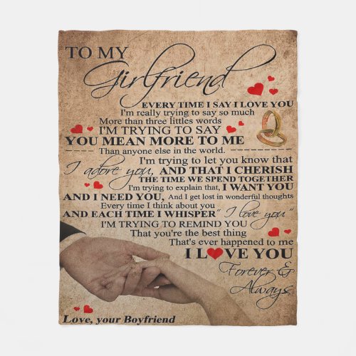 Love Quote For Girlfriend  Cute Decor Gift Fleece Blanket