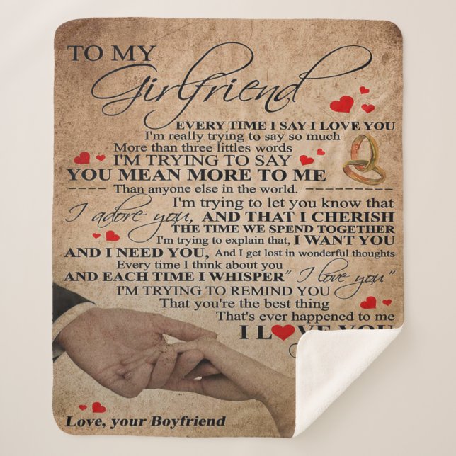 Love Quote For Girlfriend | Cute Decor Gift Sherpa Blanket (Front)