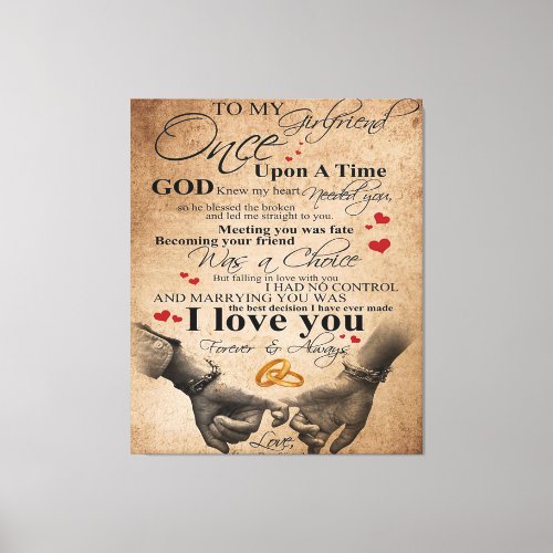 Love Quote For Girlfriend  Cute Family Present Canvas Print