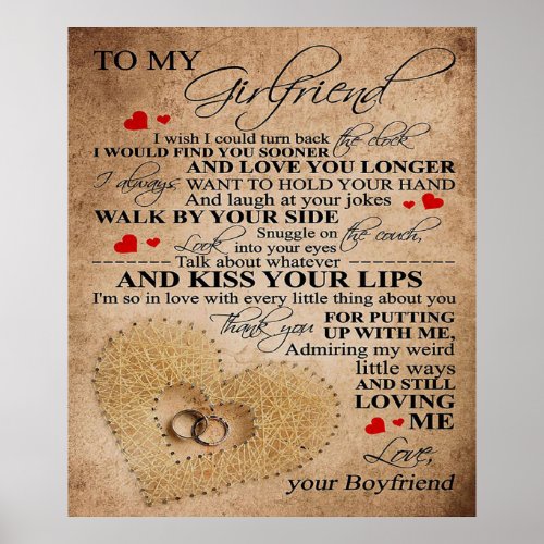 Love Quote For Girlfriend  Cute Family Present Poster