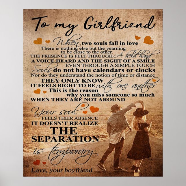 Love Quote For Girlfriend | Cute Family Present Poster (Front)