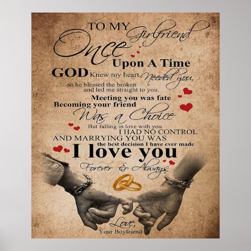 Love Quote For Girlfriend  Cute Family Present Poster