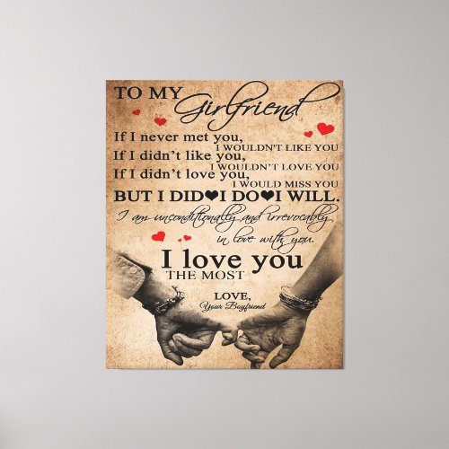 Love Quote For Girlfriend  Funny Quotes Gift Canvas Print