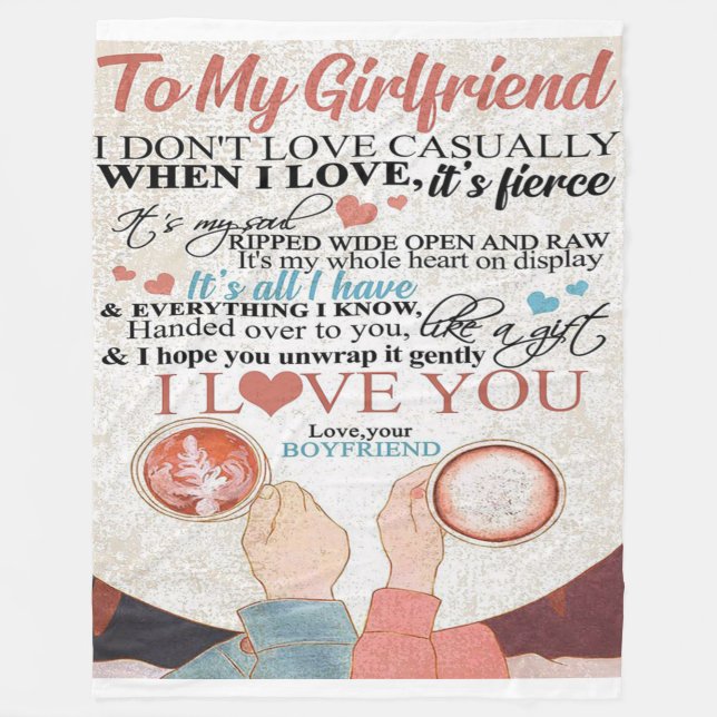 Love Quote For Girlfriend | Funny Quotes Gift Fleece Blanket (Front)
