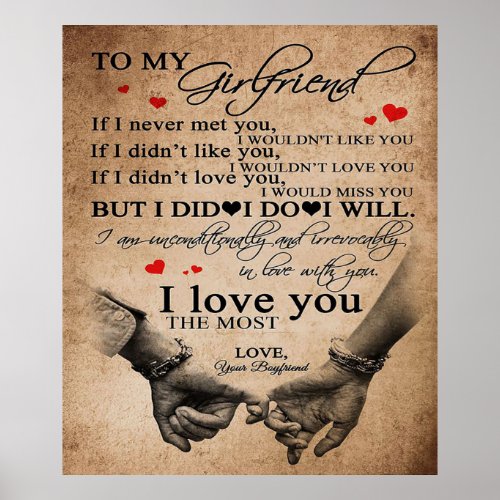 Love Quote For Girlfriend  Funny Quotes Gift Poster