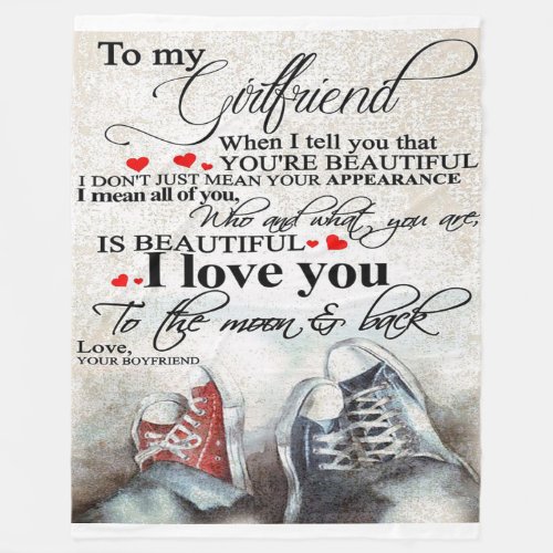 Love Quote For Girlfriend  Lovely Couple Gift Fleece Blanket