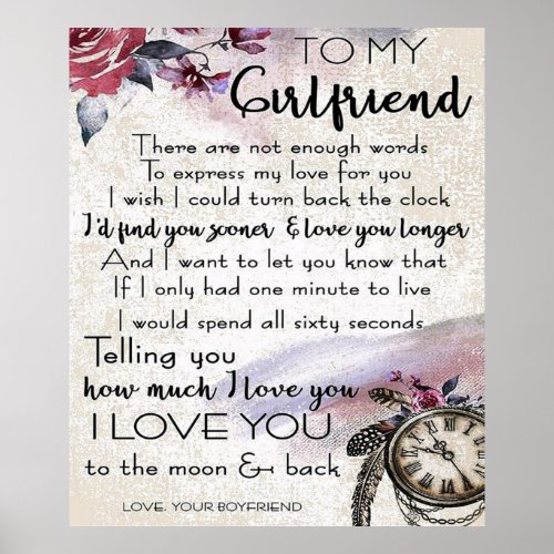 Love Quote For Girlfriend  Lovely Couple Gift Poster