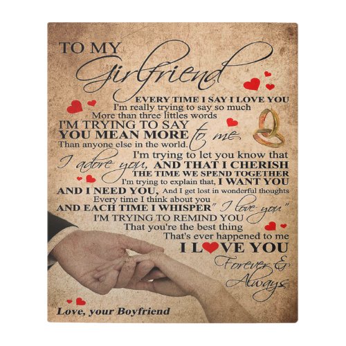 Love Quote For Girlfriend  Matching couple gift Metal Print
