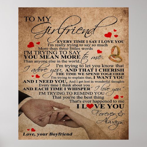 Love Quote For Girlfriend  Matching couple gift Poster