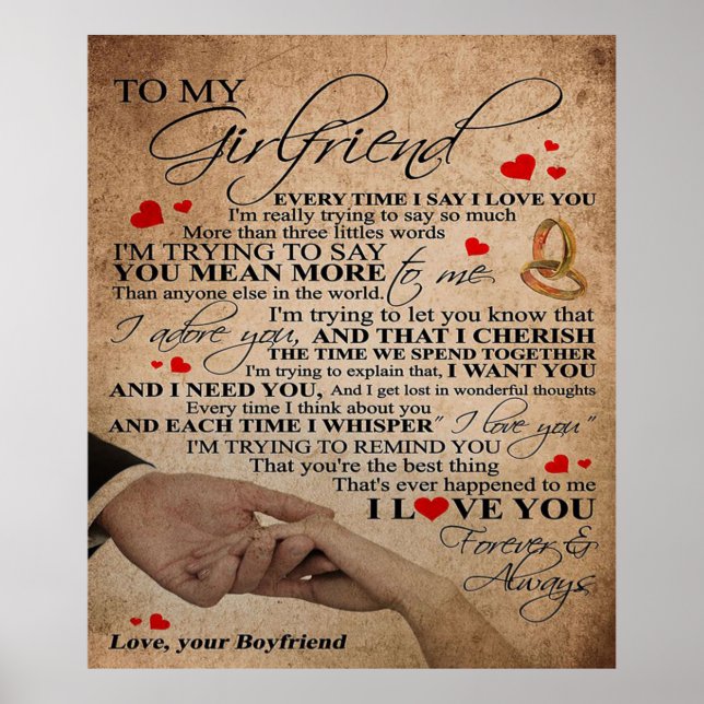 Love Quote For Girlfriend | Matching couple gift Poster (Front)